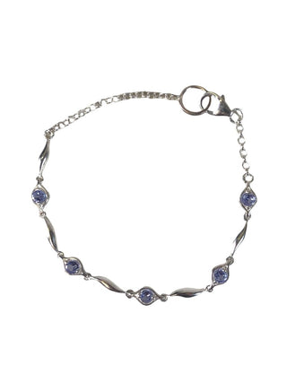 Sterling link bracelet w/ stones