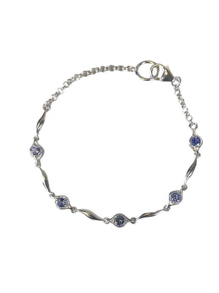 Sterling link bracelet w/ stones