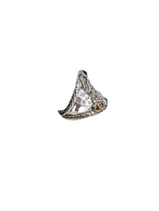 R sterling stone ring