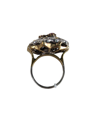 R sterling brass ruby flower ring