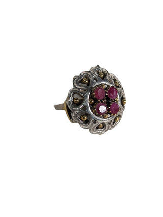 R sterling brass ruby flower ring