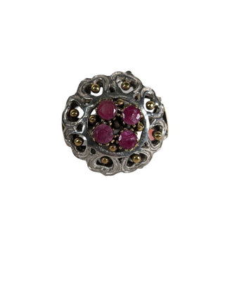 R sterling brass ruby flower ring