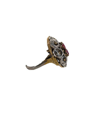 R sterling brass ruby flower ring