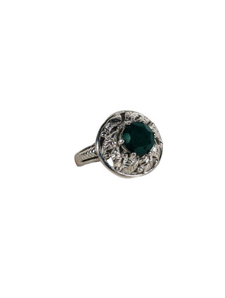 R sterling green onyx ring