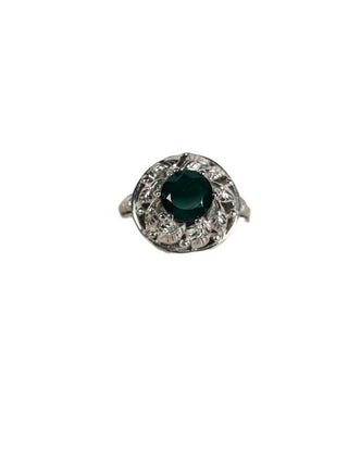 R sterling green onyx ring