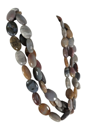 R triple strand stone necklace