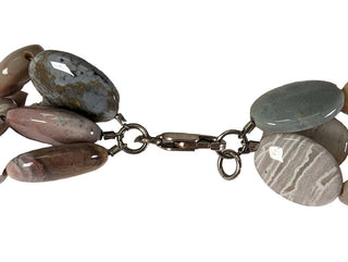 R triple strand stone necklace