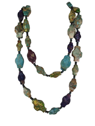 R carved turquoise cross necklace