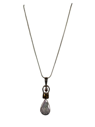 R sterling citrine druzy pendant necklace