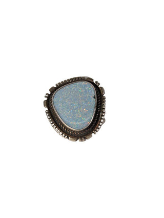 R sterling opal ring
