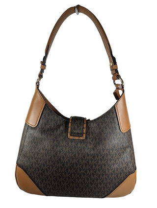 R canvas leather trim monogram shoulder