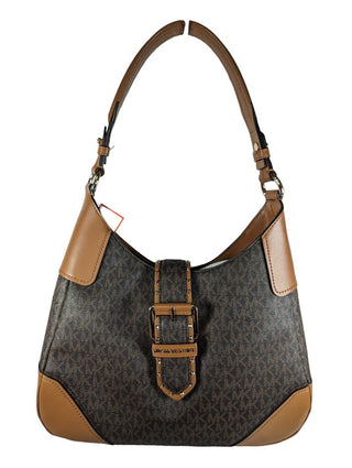 R canvas leather trim monogram shoulder