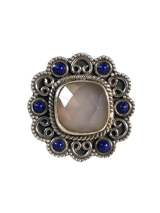 Sterling square multi stone ring