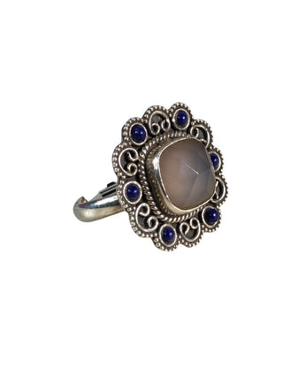 Sterling square multi stone ring