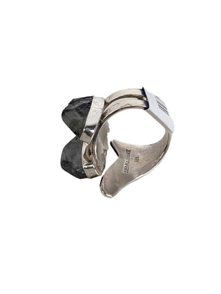 R sterling rutilated quartz ring