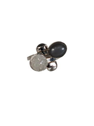 R sterling shell druzy ring