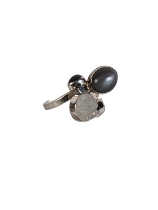 R sterling shell druzy ring