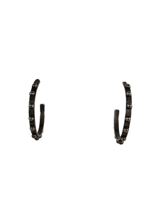 R sterling studded hoop earrings