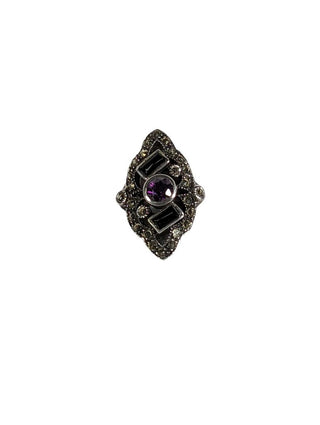 R sterling stone ring