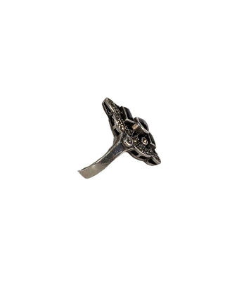 R sterling stone ring