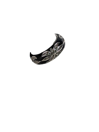 R sterling enamel ring