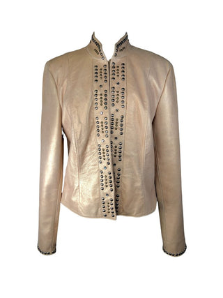 R Leather Studded Band Collar