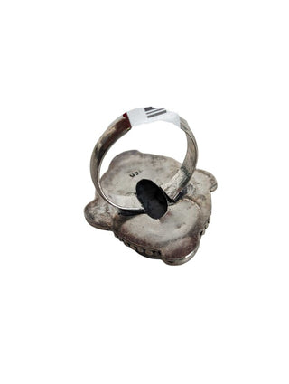 R Snowflake Obsidian Ring