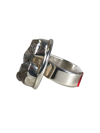 R sterling large Herkimer Diamond ring
