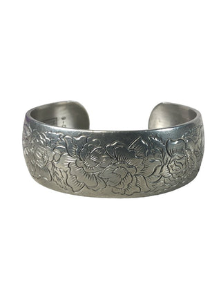R Etched Pewter Cuff