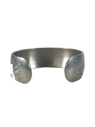 R Etched Pewter Cuff