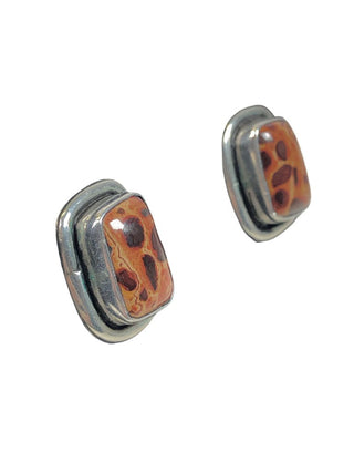 Sterling rectangular stone post earrings