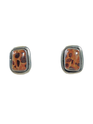 Sterling rectangular stone post earrings