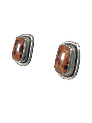 Sterling rectangular stone post earrings