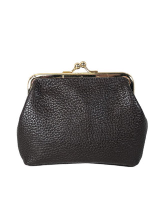 R Pebble Leather Kiss Lock Coin Purse