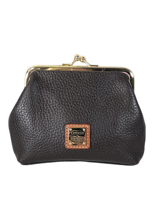 R Pebble Leather Kiss Lock Coin Purse