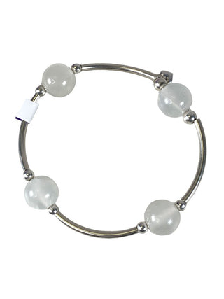 R SS Stone Bead Stretch Bracelet
