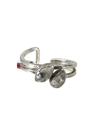 R SS Two Herkimer Diamond Ring