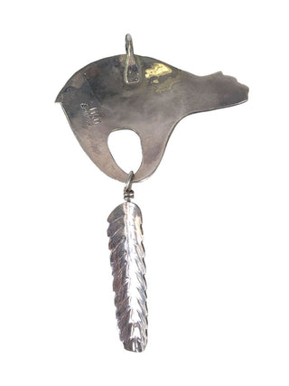 R SS Bear Pendant w/ Stone & Feather