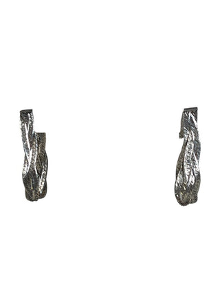 R SS Braided Post Hoop Earrings