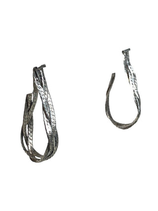 R SS Braided Post Hoop Earrings