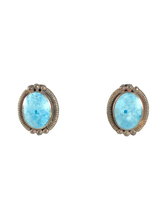 Sterling oval stone post earrings