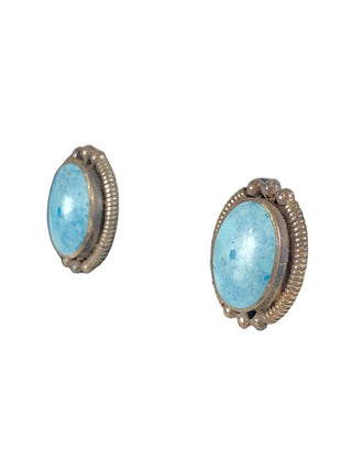 Sterling oval stone post earrings