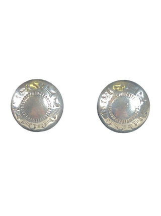 R Stamped Button Earrings