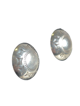 R Stamped Button Earrings