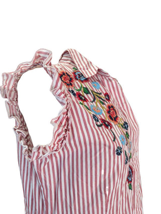 R Embroidered Striped