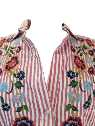 R Embroidered Striped