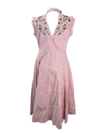 R Embroidered Striped