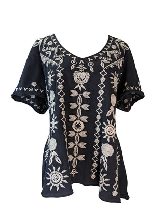 R Embroidered Cotton Blouse
