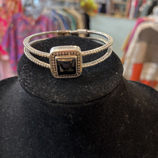 Sterling square stone hinged bracelet (AS IS NO RETURN)