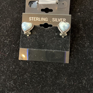 Sterling stone heart clip earrings
